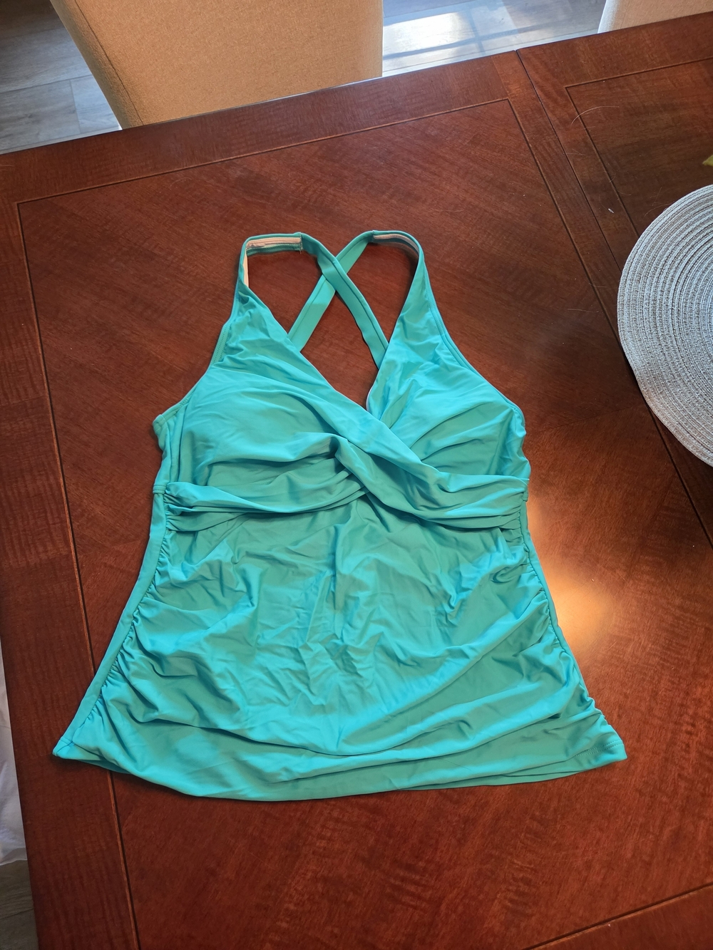 Cross-Back Teal One-Piece Swim Tank